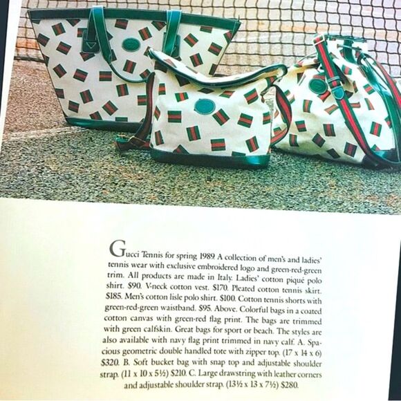 Vintage Gucci Tennis for spring 1989 coated cotton canvas Unisex Drawstring Bag - Picture 6 of 16